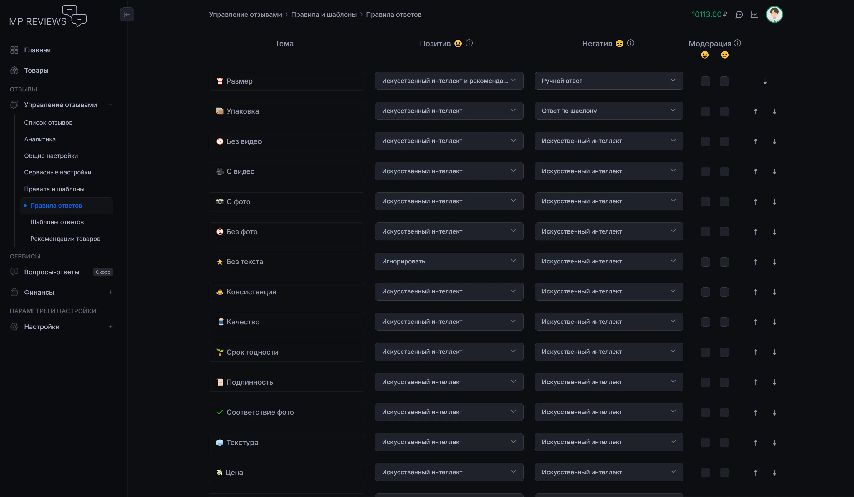 Разметка отзывов по теме и тональности в MPREVIEWS